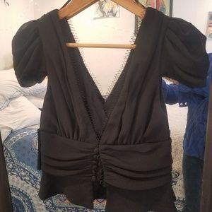 NWOT KARL LAGERFELD EVENING CORSET CHIFFON TOP - BLACK